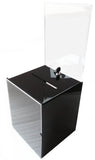 10.0" x 22.0" x 9.0" Acrylic Ballot Box w/Lock, 8.5 x 11 Header, Sign Holder Side Pocket-Black 19242