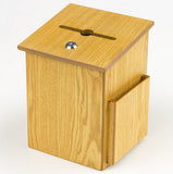 7.4" x 9.9" x 6.5" Wooden Ballot Box w/ Side Pocket, Pen   Lock, Wall or Countertop - Oak 19246