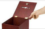 10.1" x 13.9" x 9.5" Wooden Ballot Box w/ Sign Holder, Side Pocket, Pen   Lock, Wall or Counter 19255