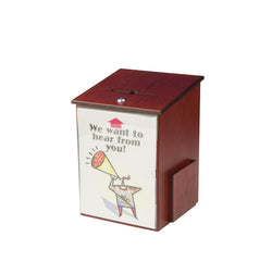 10.1" x 13.9" x 9.5" Wooden Ballot Box w/ Sign Holder, Side Pocket, Pen   Lock, Wall or Counter 19255