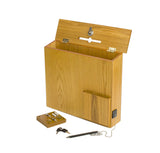 15.0" x 12.8" x 3.9" Wooden Ballot Box w/ Sign Holder, Pocket, Pen   Lock, Wall Mount or Countertop