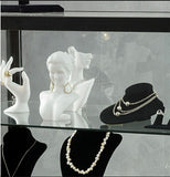 5.5" x 8.0" x 1.8", 8" Jewelry Display Bust for Necklaces, with 1 Earring Hole, Resin - White 19258