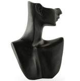 5.5" x 8.0" x 1.8", 8" Jewelry Display Bust for Necklaces, with 1 Earring Hole, Resin - Black 19259