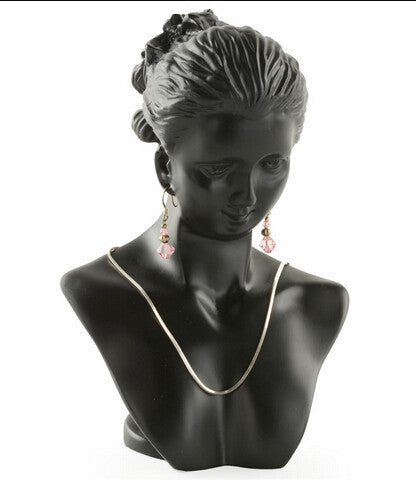 5.5" x 8.0" x 4.5", 8" Jewelry Display Bust for Necklaces, with 2 Earring Holes, Resin - Black 19264