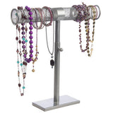 14.3" x 3.4", Height Adjustable 12-16.3" Jewelry Display for Bracelets, Chains   Earrings - Silver 19277