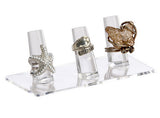 5.3" x 1.8" x 2.3" Ring Finger Jewelry Display, Acyrlic, Holds 3 Bands - Clear 19286