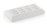 7.0" x 1.5" x 3.5", Ring Holder Jewelry Display with 12 Slots, 3 Rows of 4, Leatherette - White 19291