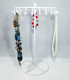 13.0" x 6.0" Dia, Rotating Jewelry Display with 24 Hooks for Bracelets or Chains - Silver 19294