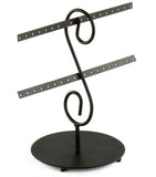 9.0" x 8.0" x 5.5", T-bar Jewelry Display for 18 Pairs of Earrings, 2 Tiers, Steel - Black 19299