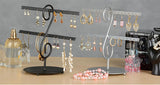 9.0" x 8.0" x 5.5", T-bar Jewelry Display for 18 Pairs of Earrings, 2 Tiers, Steel - Black 19299