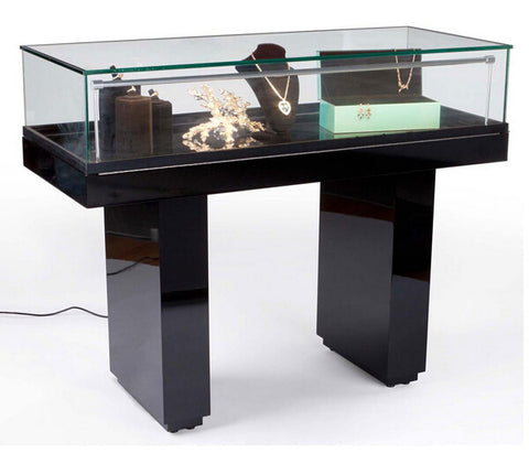 47.8" x 38.0" x 20.0", Gloss Black Jewelry Display Case with Hydraulic Lift Opening 19301