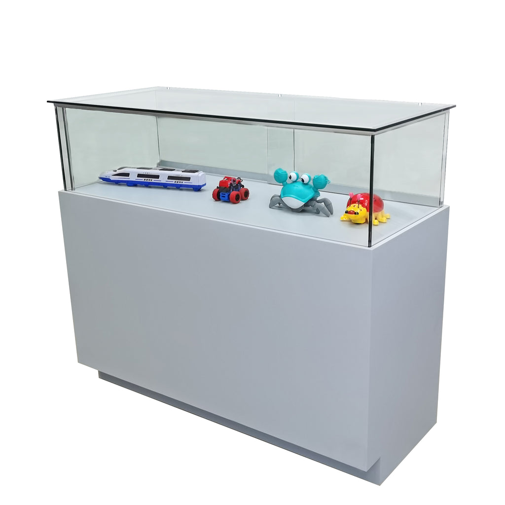 Glass Showcase Display Case with LED Lights Wood cabinet Stand 48X20X3 ...