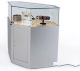 44 Quarter Vision Corner Display Case, w/Drawers, Ships Assembled   Silver