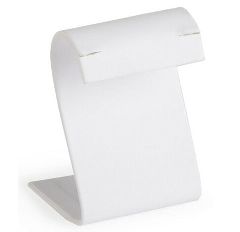 2.0" x 3.0" x 2.0", Jewelry Display for Single Pair of Earrings, Curved Design, Leatherette - White
