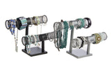 15.0" x 9.3" x 5.1", T-Bar Jewelry Display with 2 Tiers for Bracelets and Chains, Steel - Black 193114