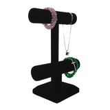 9.5" x 11.3" x 8.0" Jewelry Display with 2 T-Bars for Bracelets and Chains,Leatherette-Black 19323