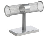 8.0" x 6.0" x 3.0",Jewelry Display with Steel Mesh T-Bar for Bracelets, Earrings   Chains - Silver 1