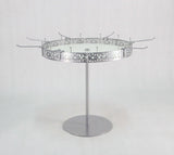 20.2" Dia.x 37.6" H Adjustable Height Rotating Jewelry Display Silver with Hooks 19330