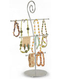 10.0" x 16.0" x 5.0", 3-Tiered Jewelry Display for Bracelets and Chains, Steel - Silver 19335