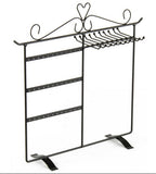 14.3" x 14.5" x 4.0", Jewelry Display for 18 Pairs of Earrings, 10 Necklace Bars, Steel - Black 19336