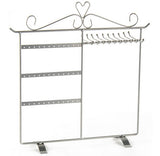 14.3" x 14.5" x 4.0" Jewelry Display for 18 Pairs of Earrings, 10 Necklace Bars, Steel - Silver 19337
