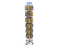 24 Pocket Book Stand for Floor, Full View Pockets, Header Clip   Black 19347