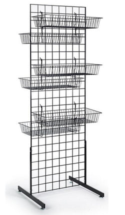 Metal Gridwall Towers, Set of (2), Includes (12) Baskets - Black 19355