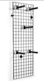 2' x 6' Wall Mounted Gridwall Panels, Set of 2, (25) 12" Faceout Hooks - Black 19359