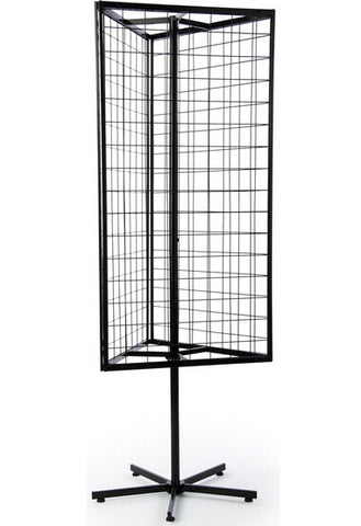 3-Sided Gridwall Fixture, Star Shaped Base w/ Levelers - Black 19362