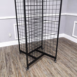 Four-Sided Gridwall Display Rack Black 3X4" Grid 4-Way Floor Stand Tradeshow 19368