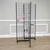 Four-Sided Gridwall Display Rack Black 3X4" Grid 4-Way Floor Stand Tradeshow 19368