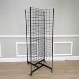 Four-Sided Gridwall Display Rack Black 3X4" Grid 4-Way Floor Stand Tradeshow 19368