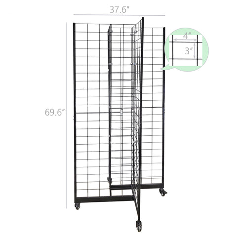 Four-Sided Gridwall Display Rack Black 3X4