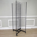 Four-Sided Gridwall Display Rack Black 3X4" Grid 4-Way Floor Stand Tradeshow 19368