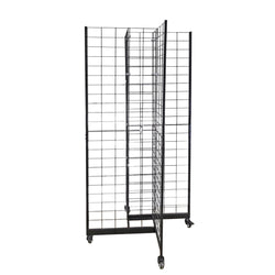 Four-Sided Gridwall Display Rack Black 3X4" Grid 4-Way Floor Stand Tradeshow 19368