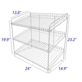 24" Wide X 14.9" Deep X 23.2" Tall 3-Open-Shelf Wire Rack for Countertop Chips Snack Book Display Organizer Concession Theatre Kitchen Pantry Stand WHITE 19396