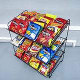 24" Wide X 14.9" Deep X 23.2" Tall 3-Open-Shelf Wire Rack for Countertop Chips Snack Book Display Organizer Concession Theatre Kitchen Pantry Stand Black 19396