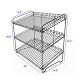 24" Wide X 14.9" Deep X 23.2" Tall 3-Open-Shelf Wire Rack for Countertop Chips Snack Book Display Organizer Concession Theatre Kitchen Pantry Stand Black 19396