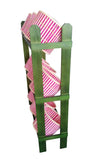 38.5" x 44.0" x 11.3" Tiered Wooden Display, Floorstanding, 9 Baskets - Green Oak 19397