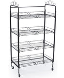 24.3" x 43.0" x 13.0", 24.25"w Metal Shelving Display w/ Locking Wheels   4 Open Space Shelves