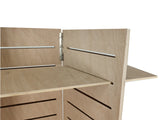 48.0" x 59.5" x 14.5" Wooden Retail Shelving Unit w/ 3 Shelves, Folding Panels - Pine Wood 19404