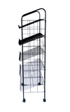 24.3" x 49.1" x 14.7" Bakery Display Rack w/ Wheels, 4 Wire Gravity Shelves, Mild Steel - Black 19406