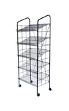 24.3" x 49.1" x 14.7" Bakery Display Rack w/ Wheels, 4 Wire Gravity Shelves, Mild Steel - Black 19406