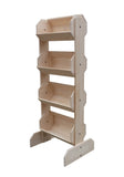 21.0" x 53.0" x 17.0" Tiered Wooden Display, Floorstanding, 4 Bins - Oak 19407