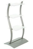 24.0" x 47.0" x 16.0" Tiered Shelving Display with 3 Height Adjustable Acrylic Shelves, Curved - Sil