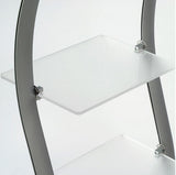 24.0" x 47.0" x 16.0" Tiered Shelving Display with 3 Height Adjustable Acrylic Shelves, Curved - Sil