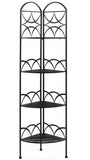 22.25"w Corner Retail Shelving Unit w/ 4 Wire Shelves, Ornate Design – Black 19423