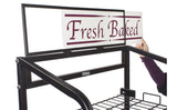 29"w Bakery Display Rack w/ Wheels, 6 Shelves   Header - Black 19428