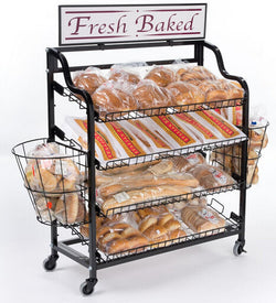Bakery_Display_Rack_w/_Wheels,_4_Shelves,_2_Side_Baskets_Header_ _Black_19440