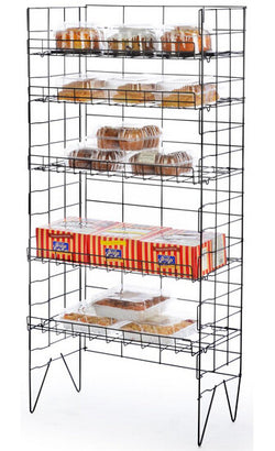 25.25”w Bakery Display Rack w/ 5 Adjustable Wire Shelves- Black 19441